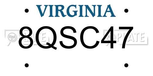 8QSC47 Virginia License Plate