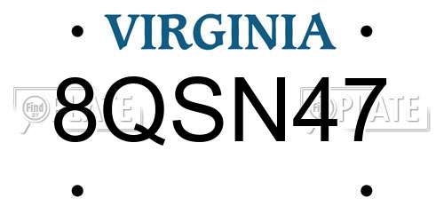 8QSN47 Virginia License Plate