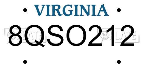 8QSO212 Virginia License Plate