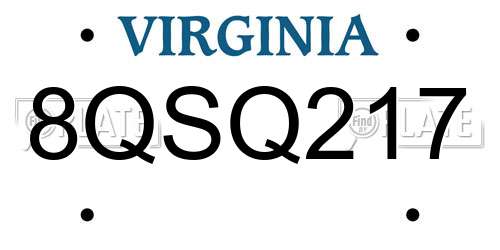 8QSQ217 Virginia License Plate