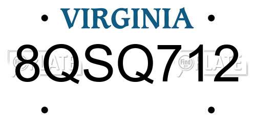 8QSQ712 Virginia License Plate