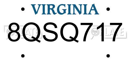8QSQ717 Virginia License Plate