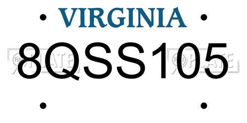 8QSS105 Virginia License Plate