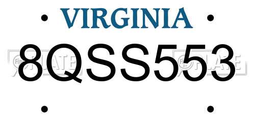 8QSS553 Virginia License Plate