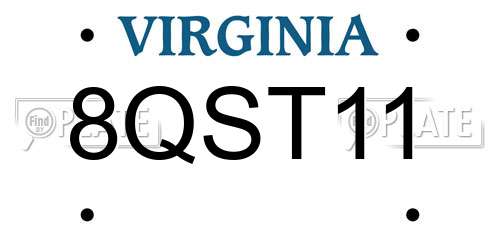 8QST11 Virginia License Plate