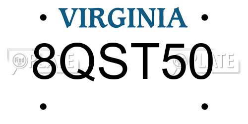 8QST50 Virginia License Plate