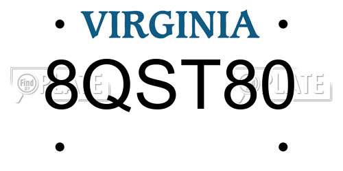 8QST80 Virginia License Plate