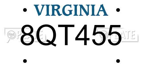 8QT455 Virginia License Plate