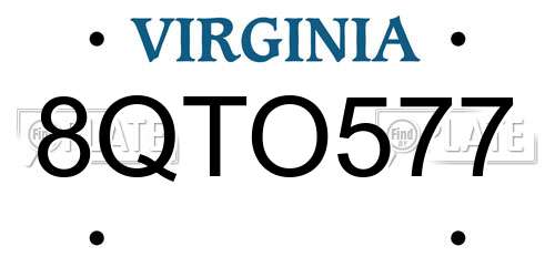 8QTO577 Virginia License Plate
