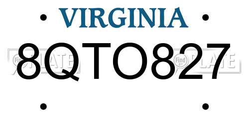 8QTO827 Virginia License Plate