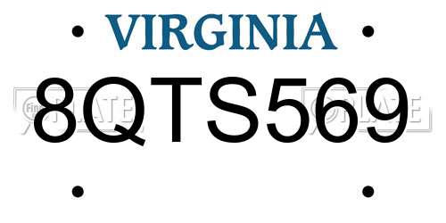 8QTS569 Virginia License Plate