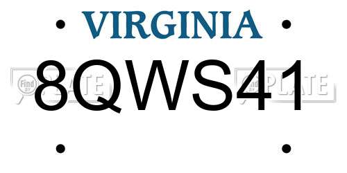 8QWS41 Virginia License Plate