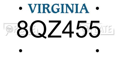 8QZ455 Virginia License Plate