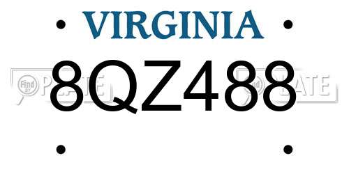 8QZ488 Virginia License Plate