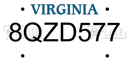 8QZD577 Virginia License Plate