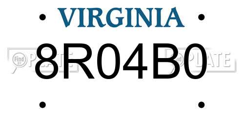8R04B0 Virginia License Plate
