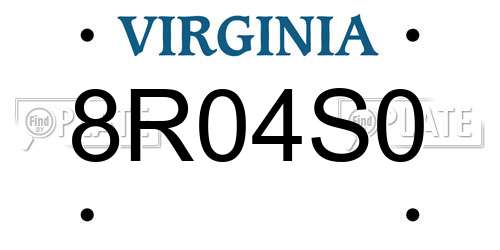 8R04S0 Virginia License Plate
