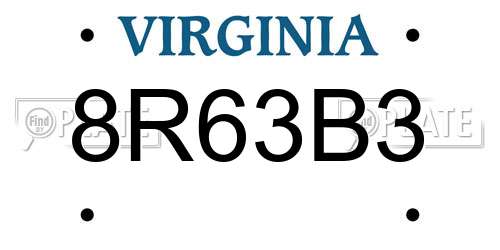 8R63B3 Virginia License Plate