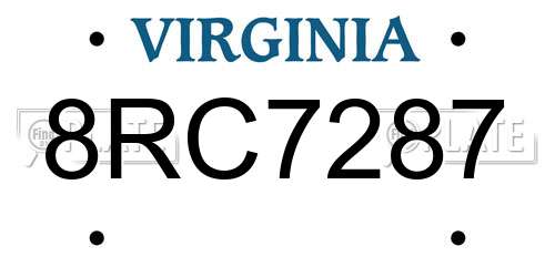 8RC7287 Virginia License Plate