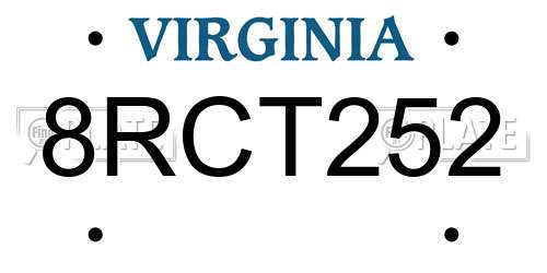 8RCT252 Virginia License Plate