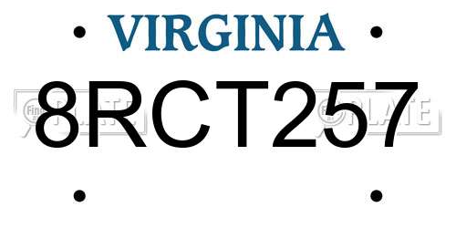 8RCT257 Virginia License Plate