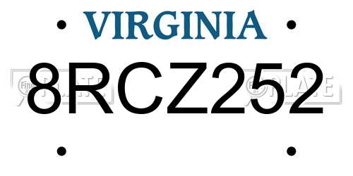 8RCZ252 Virginia License Plate