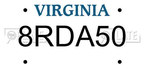 8RDA50 Virginia License Plate