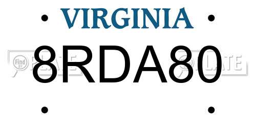 8RDA80 Virginia License Plate