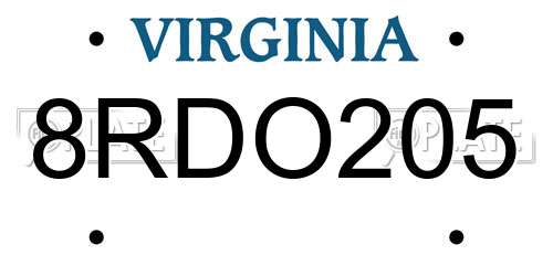 8RDO205 Virginia License Plate