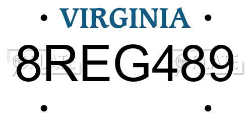 8REG489 Virginia License Plate