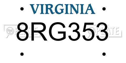 8RG353 Virginia License Plate