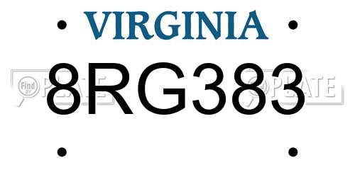 8RG383 Virginia License Plate