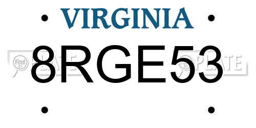 8RGE53 Virginia License Plate