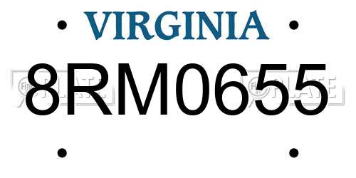 8RM0655 Virginia License Plate