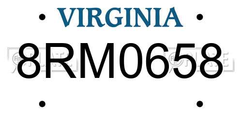 8RM0658 Virginia License Plate