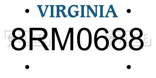 8RM0688 Virginia License Plate