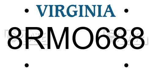 8RMO688 Virginia License Plate