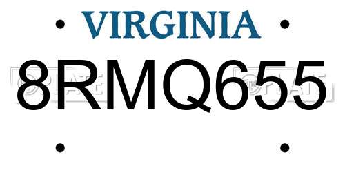 8RMQ655 Virginia License Plate