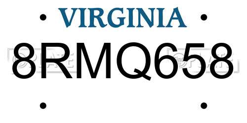 8RMQ658 Virginia License Plate