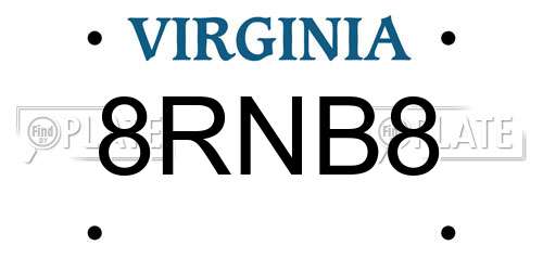 8RNB8 Virginia License Plate