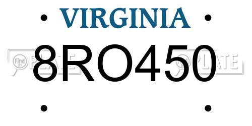 8RO450 Virginia License Plate