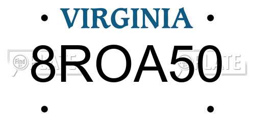 8ROA50 Virginia License Plate