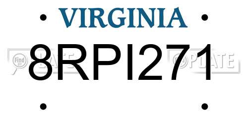 8RPI271 Virginia License Plate