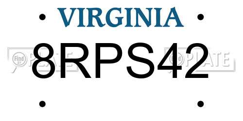 8RPS42 Virginia License Plate