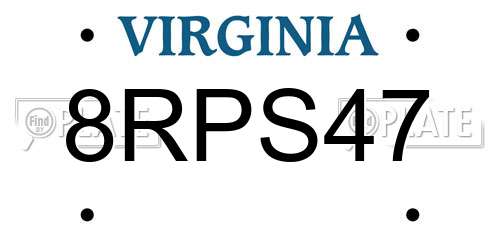8RPS47 Virginia License Plate
