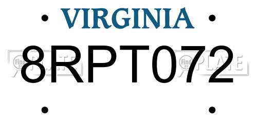 8RPT072 Virginia License Plate