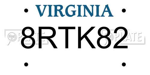 8RTK82 Virginia License Plate