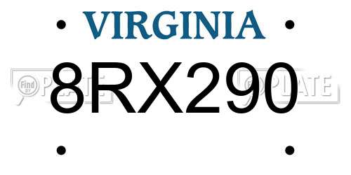 8RX290 Virginia License Plate