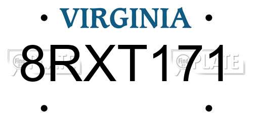 8RXT171 Virginia License Plate