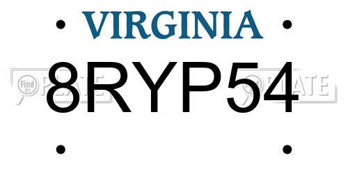 8RYP54 Virginia License Plate